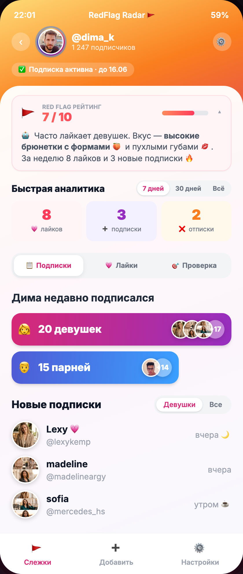 Экран RedFlag Radar
